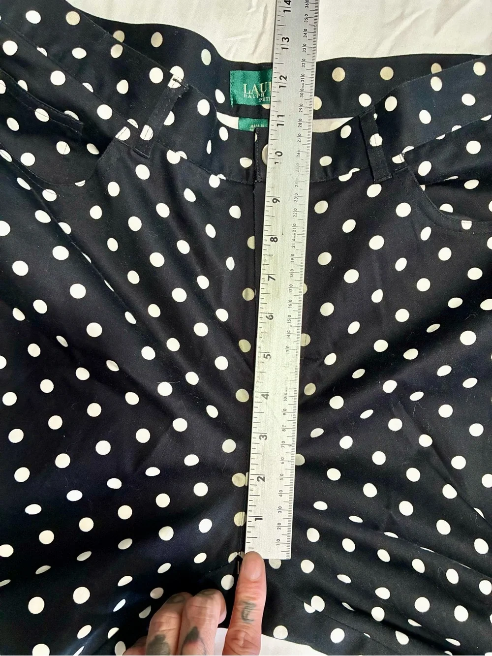 Lauren Ralph Lauren 12P Black Polka Dot Cropped Pants Business Casual Preppy EUC